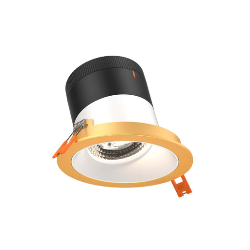 4in Modular Downlight, 5cct, 60 Degree Beam Angle, Slope Ceiling, White, Gold Trim | RC04CC60SLWHTGD