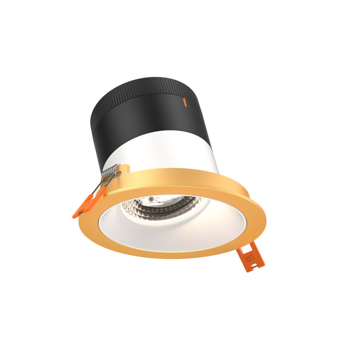 4in Modular Downlight, 5cct, 20 Degree Beam Angle, Slope Ceiling, White, Gold Trim | RC04CC20SLWHTGD
