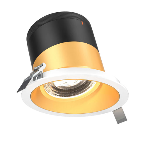 6in Modular Downlight, 5cct, 60 Degree Beam Angle, Slope Ceiling, Gold, White Trim | RC06-CC-60-SLGD-TWH