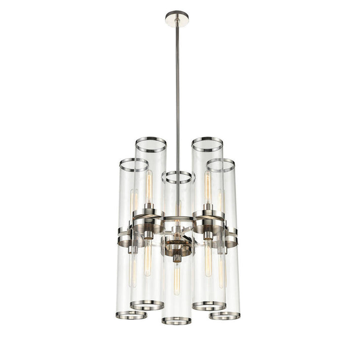 Alora REVOLVE II Chandelier 10 LIGHT POLISHED NICKEL CLEAR GLASS