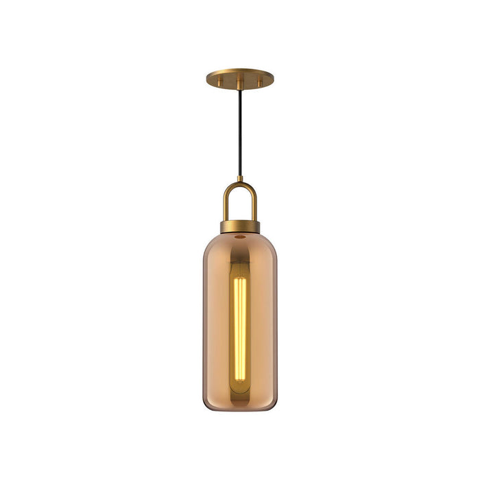 Alora Soji 5-in Aged Gold/Copper Glass 1 Light Pendant