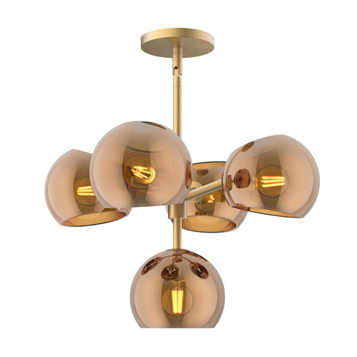 Alora Willow 18-in Brushed Gold/Copper Glass 5 Lights Chandeliers