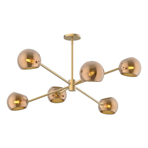 Alora Willow 37-in Brushed Gold/Copper Glass 6 Lights Chandeliers