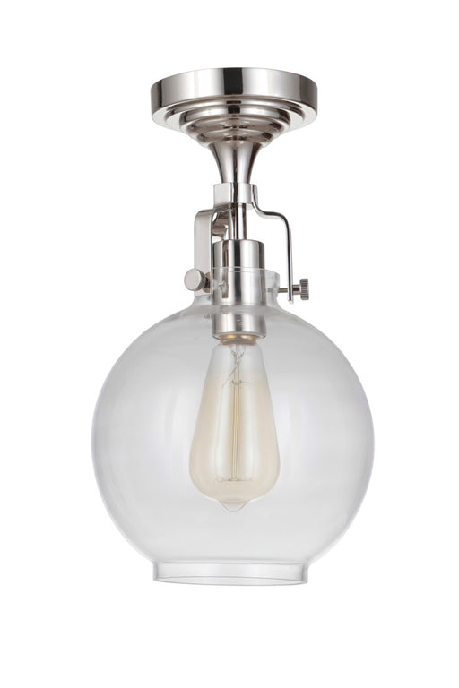 Craftmade State House 1 Light Clear Glass Globe Semi Flush in Polished Nickel