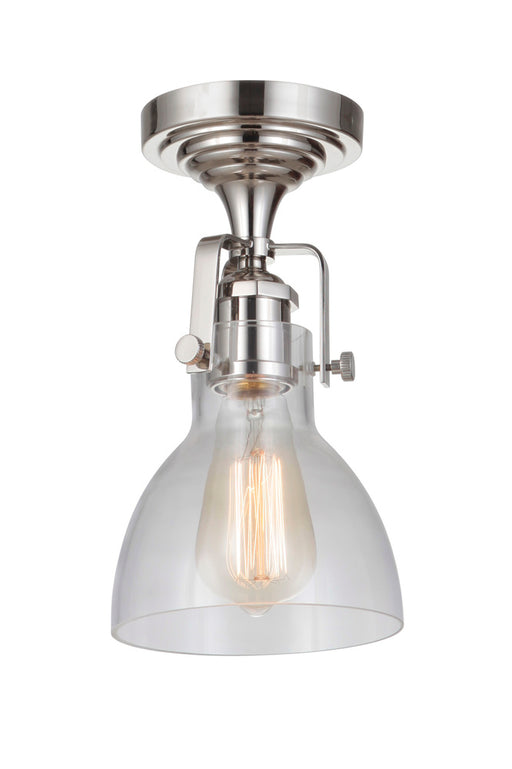 Craftmade State House 1 Light Clear Dome Semi Flush in Polished Nickel