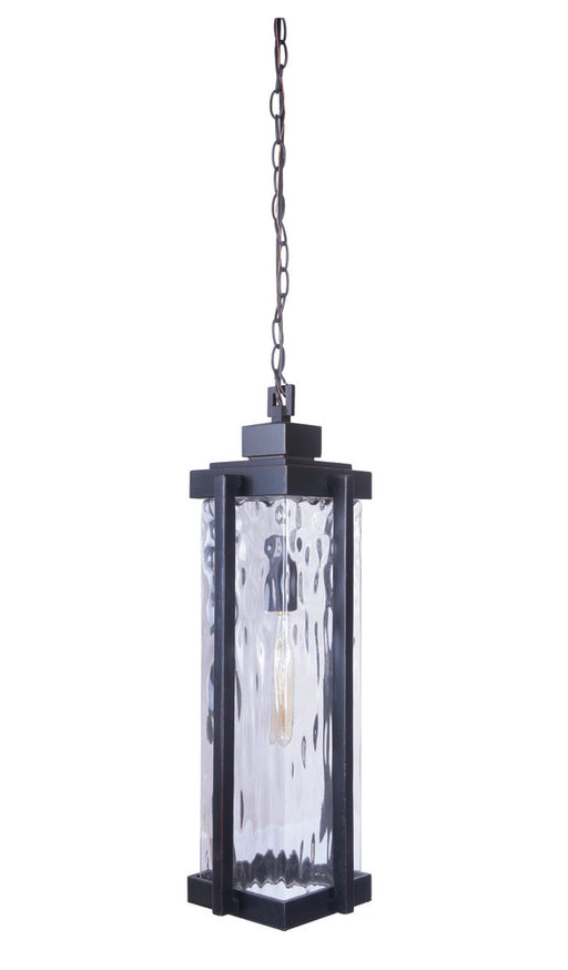 Craftmade Pyrmont 1 Light Outdoor Pendant in Oiled Bronze Gilded with Clear Hammered Glass