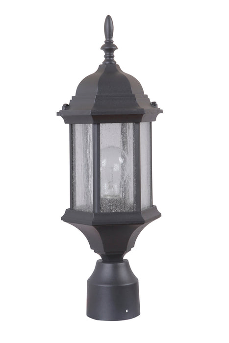 Craftmade Hex Style Cast 1 Light Medium Outdoor Post Mount in Textured Black (Clear Seeded Glass)
