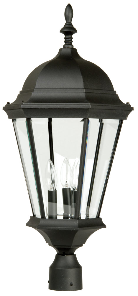 Craftmade Straight Glass Cast 3 Light Outdoor Post Mount in Textured Black