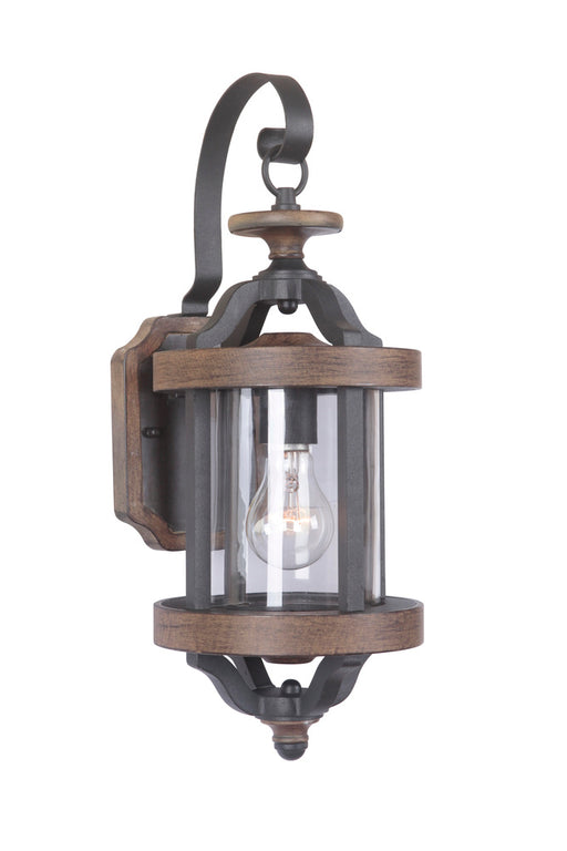 Craftmade Ashwood 1 Light Small Outdoor Wall Lantern in Textured Black/Whiskey Barrel