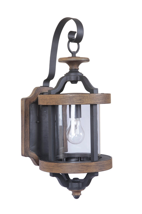 Craftmade Ashwood 1 Light Medium Outdoor Wall Lantern in Textured Black/Whiskey Barrel